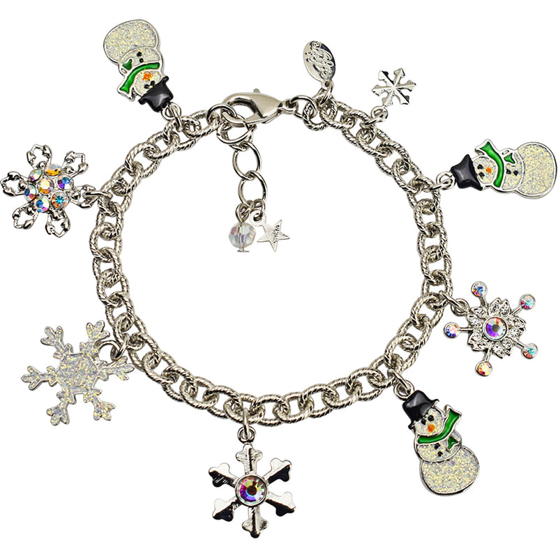 Frosty Snowflakes Charm Bracelet (Silvertone)