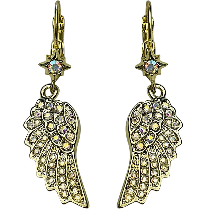 Dreamy Angel Wing Leverback Earrings (Goldtone)