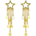 Dancing Star Spangled Pierced Earrings (Goldtone)