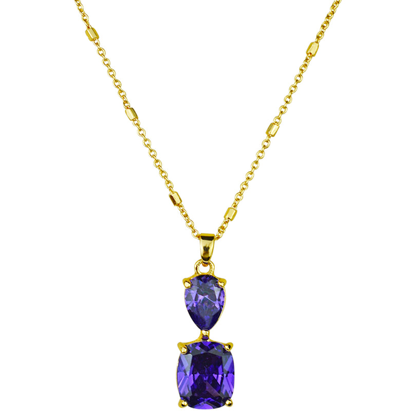 Dazzling Dreamer CZ Necklace (Goldtone/Violet)