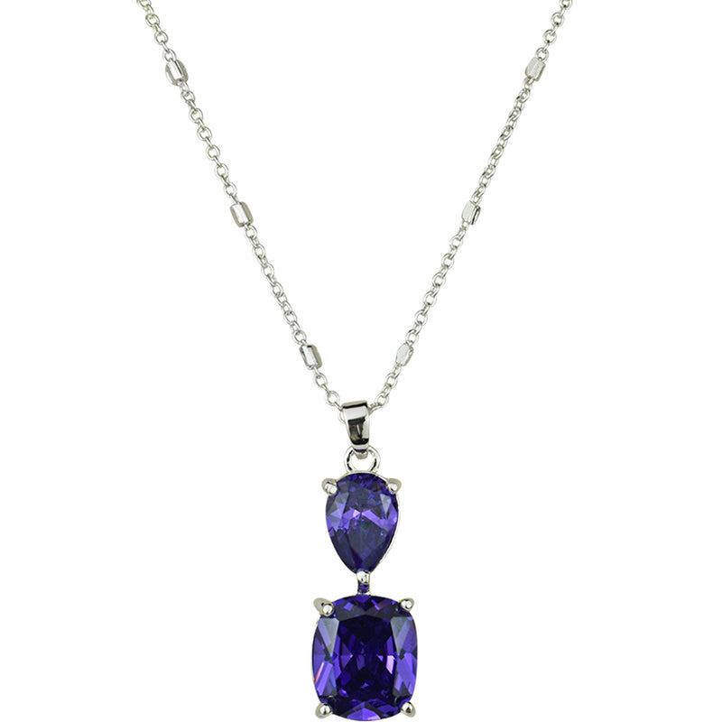 Dazzling Dreamer CZ Necklace (Sterling Silvertone/Violet)