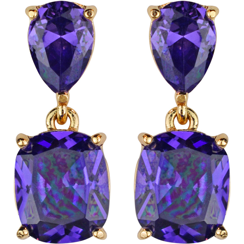 Dazzling Dreamer CZ Pierced Earrings (Goldtone/Violet)