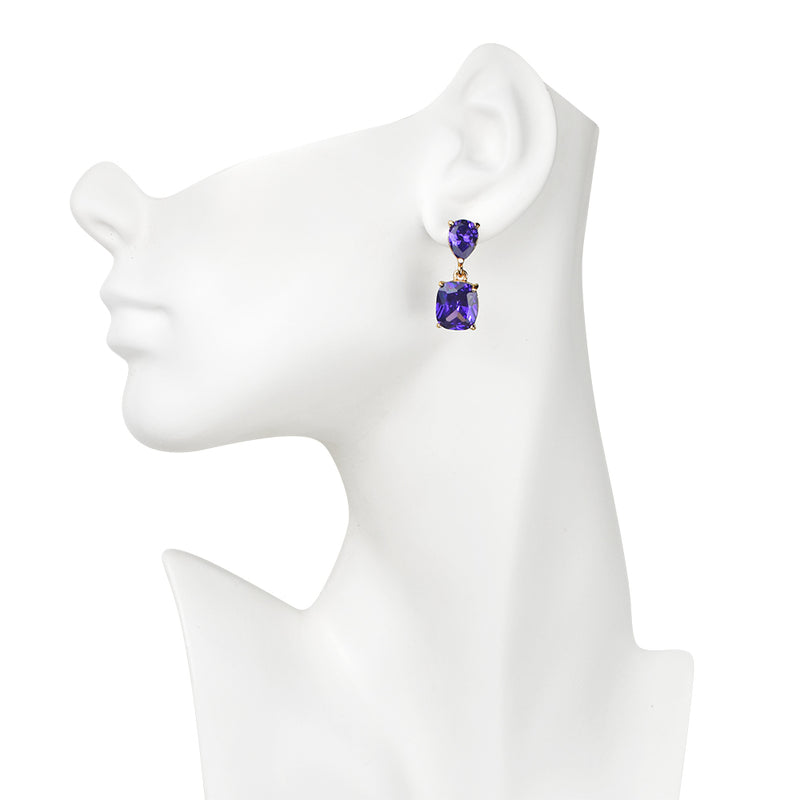 Dazzling Dreamer CZ Pierced Earrings (Goldtone/Violet)