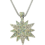Star Spangled Foldover Pendant Necklace (Sterling Silvertone)