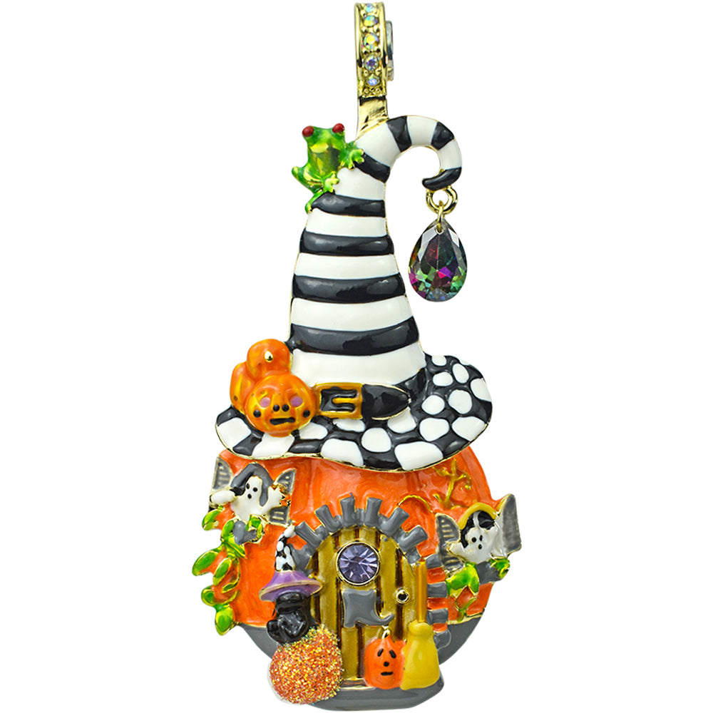 Kirks Folly Enchanted Autumn Witch store House, Magnetic Enhancer & Pumpkin Earring Se