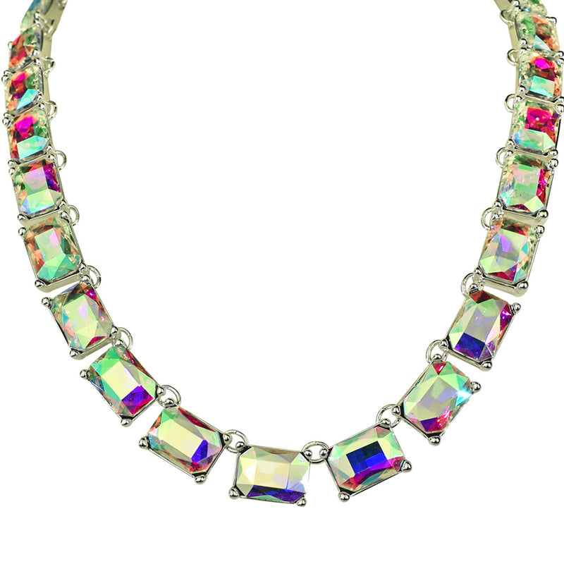 Aurora Borealis Essentials Emerald Cut Necklace (Sterling Silvertone)