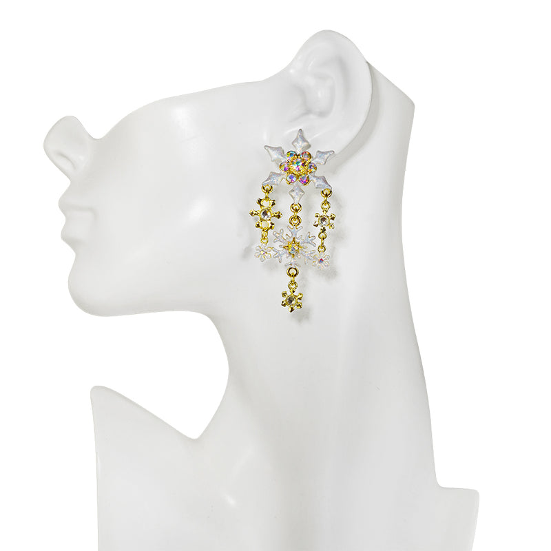 Snow Flurries Pierced Earrings (Goldtone)