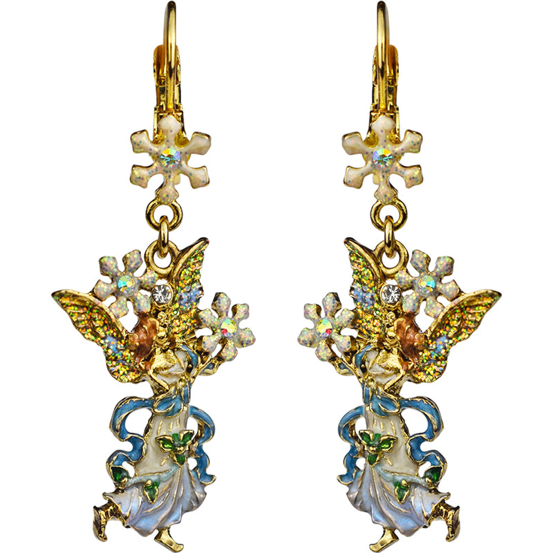 Snow Fairy Leverback Earrings (Goldtone)