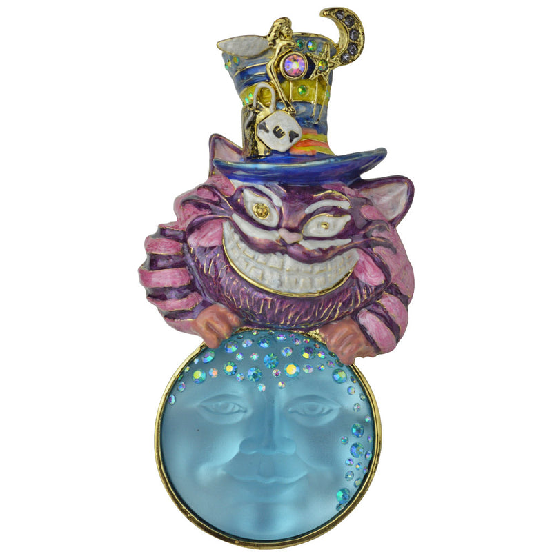 Goddess Seaview Moon Cheshire Hatter Pin Pendant (Goldtone)