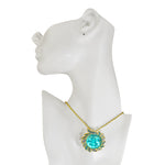 Goddess Seaview Moon Divine Ombre Necklace (Goldtone/Mermaid Azure)