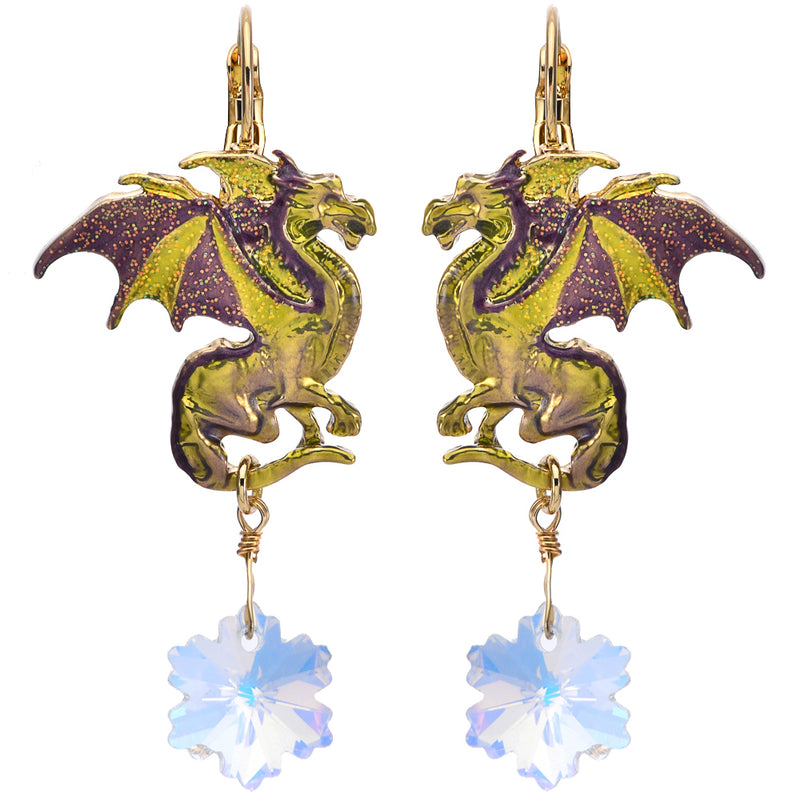 Dragon's Holiday Snowflake Leverback Earrings (Goldtone)