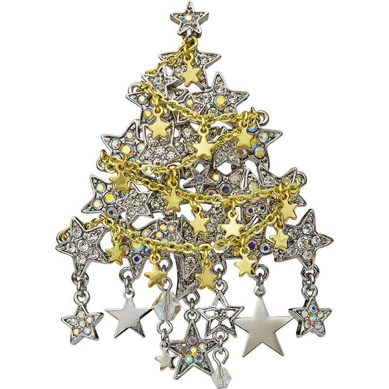 Wishing Star Holiday Tree Pin Pendant (Goldtone/Silvertone)