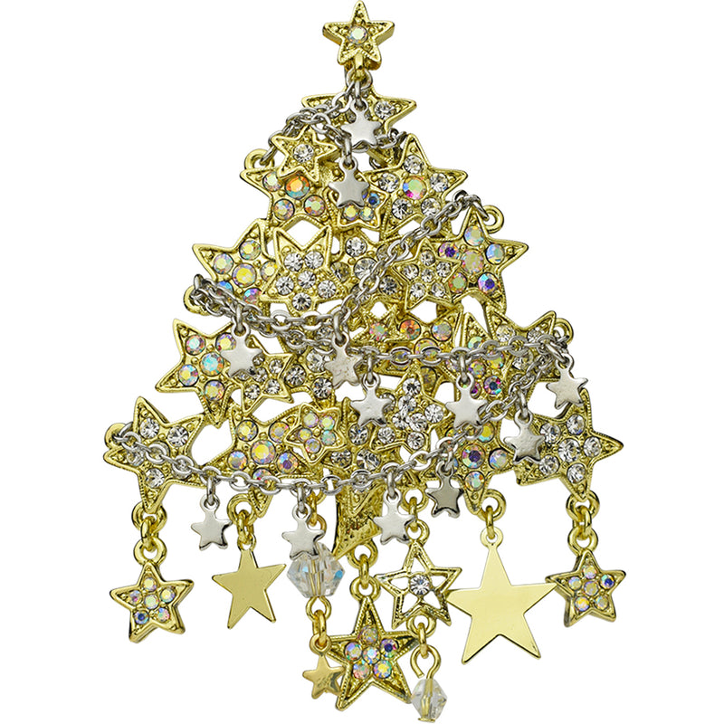 Wishing Star Holiday Tree Pin Pendant (Silvertone/Goldtone)