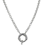 Sailor Clasp Rolo Chain Charm Holder 30" Necklace (Sterling Silvertone)