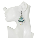 Deco Dream Goddess Seaview Moon Leverback Earrings (Silvertone/Blue)