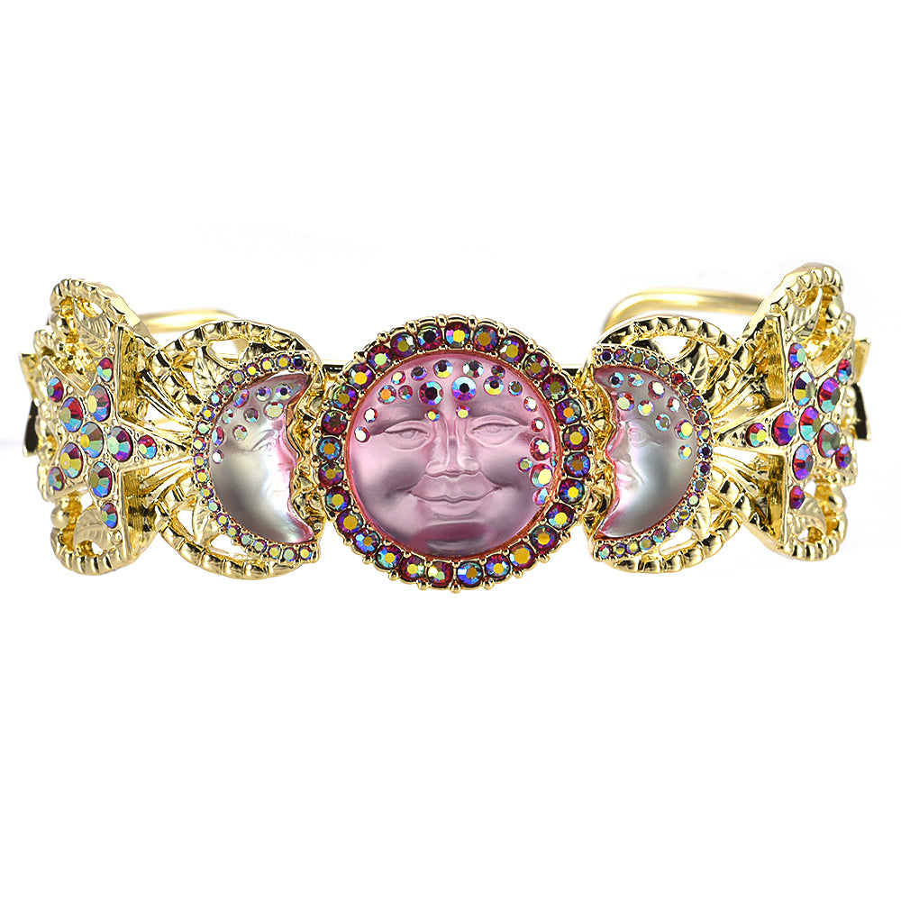 Preciousmoment プレシャスモーメント ハンドベル ファンシー Mystic Seaview Moon Spellcaster Cuff Bracelet (Goldtone/Pink