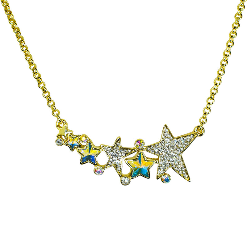 Solar Galaxy Star Dancer Necklace (Goldtone)