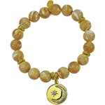 Dreamer Mother Of Pearl Stretch Bracelet (Goldtone)