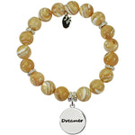 Dreamer Mother Of Pearl Stretch Bracelet (Sterling Silvertone)