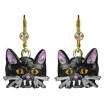 Vampira Kitty Leverback Earrings (Goldtone)