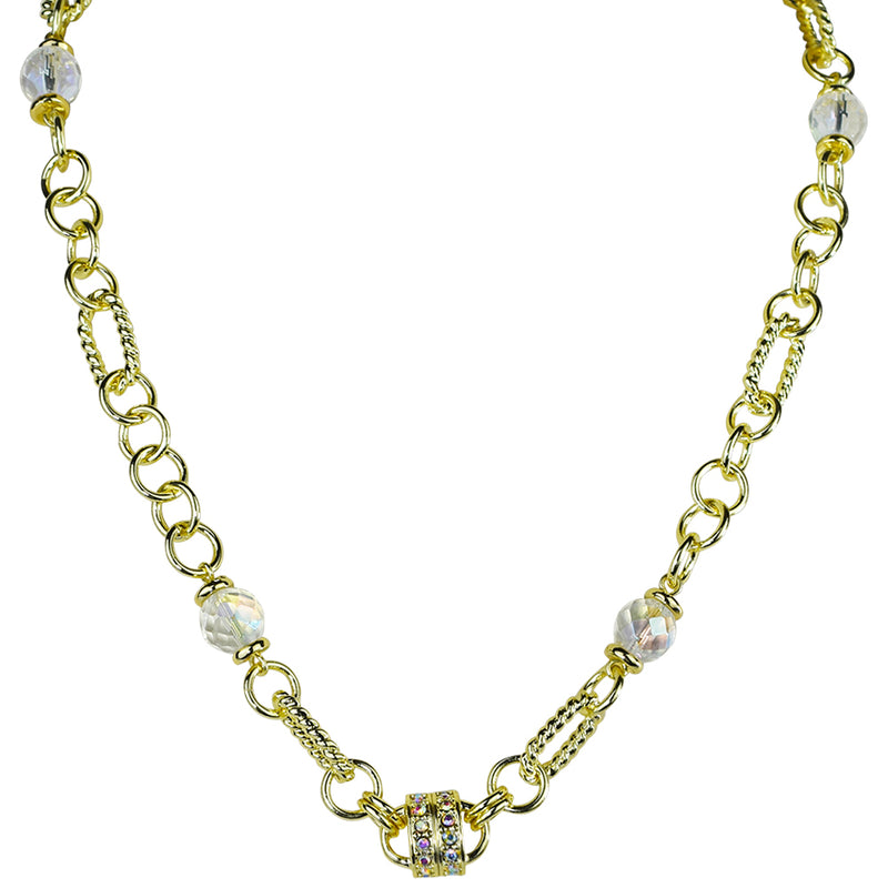 Crystal Link Magnetic Interchangeable Necklace (Goldtone)
