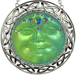 Celtic Knot Sweetheart 88mm Mystic Seaview Moon Ornament (Sterling Silvertone/Mystic Green Iridis)