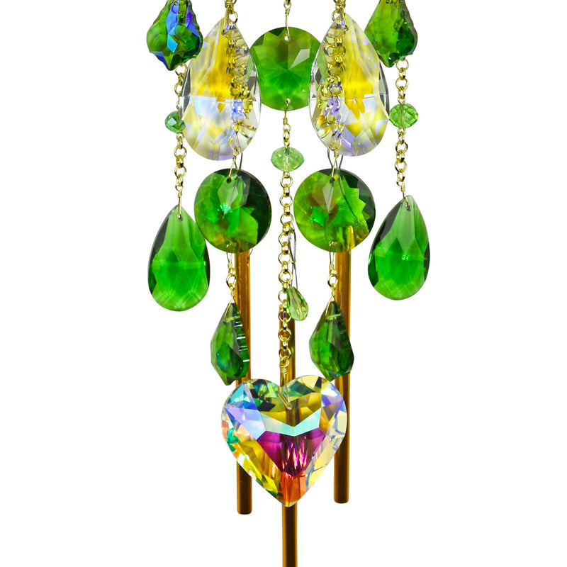Celtic Knot Sweetheart 88mm Seaview Moon Wind Chime (Goldtone/Mystic Green)