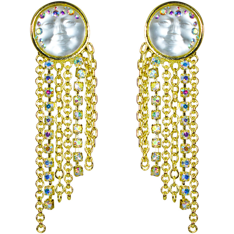 Goddess Seaview Moon Dancing Pierced Earrings (Goldtone/Crystal AB)