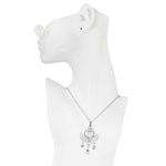 Goddess Seaview Moon Snowy Owl Open Ring Charm Necklace (Sterling Silvertone)
