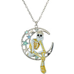 Moon Rider Skeleton Necklace (Silvertone)