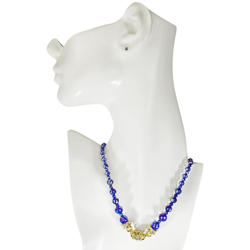 Belle Of The Ball Beaded Magnetic Interchangeable Necklace (Goldtone/Cobalt Blue AB)