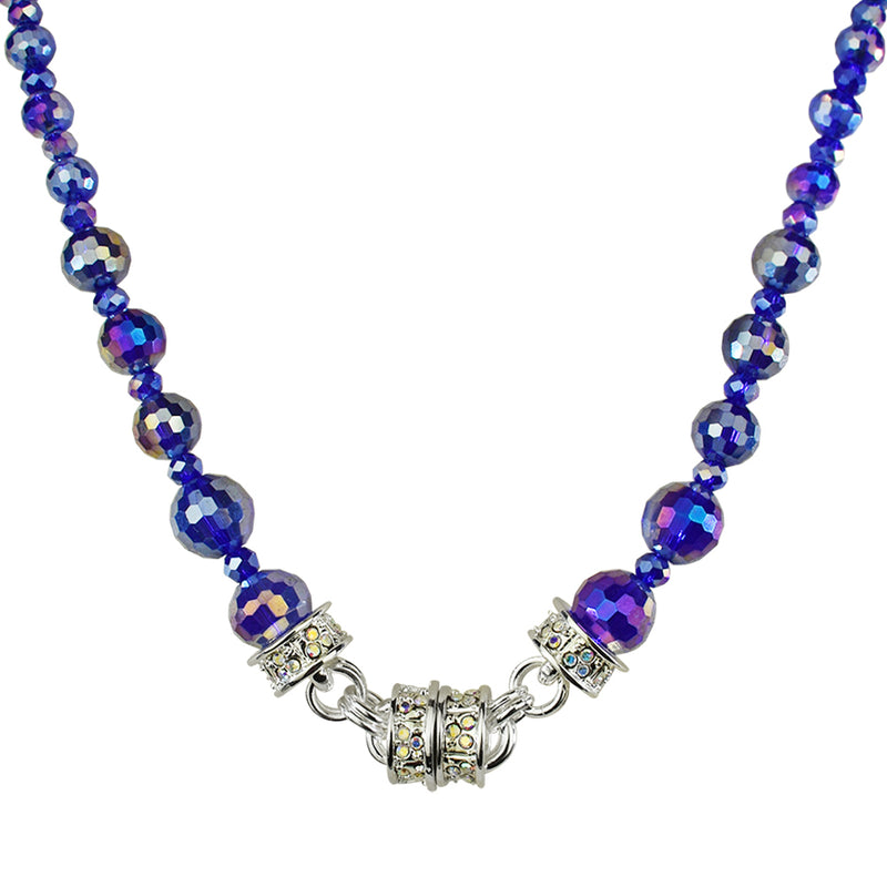 Belle Of The Ball Beaded Magnetic Interchangeable Necklace (Sterling Silvertone/Cobalt Blue AB)