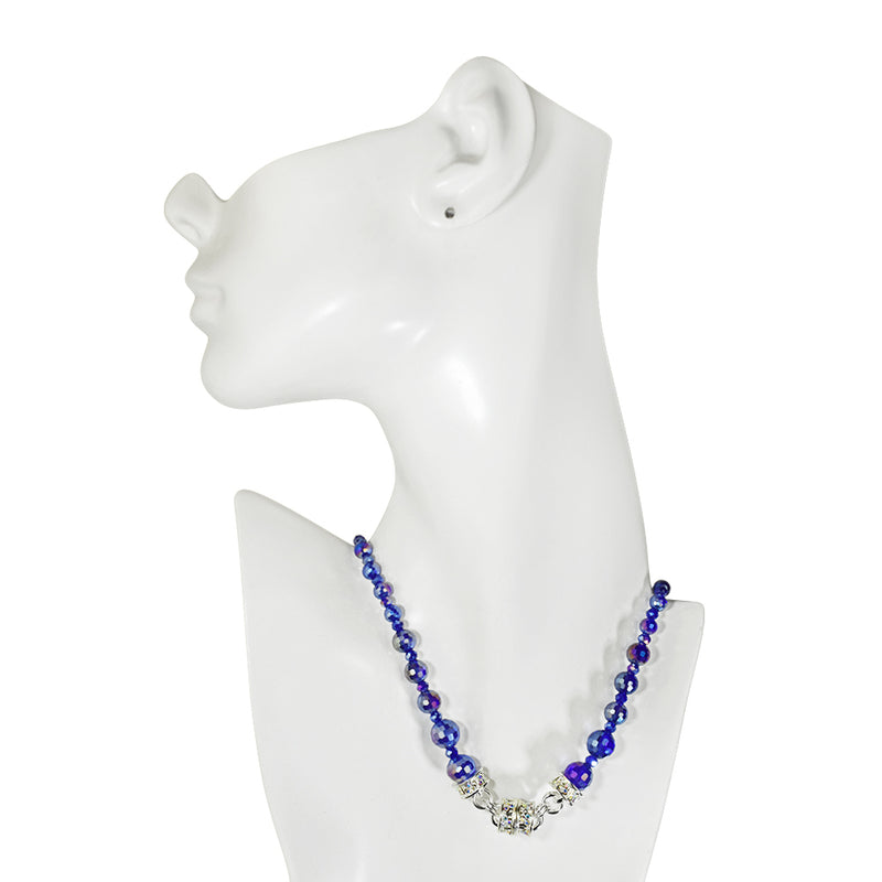 Belle Of The Ball Beaded Magnetic Interchangeable Necklace (Sterling Silvertone/Cobalt Blue AB)