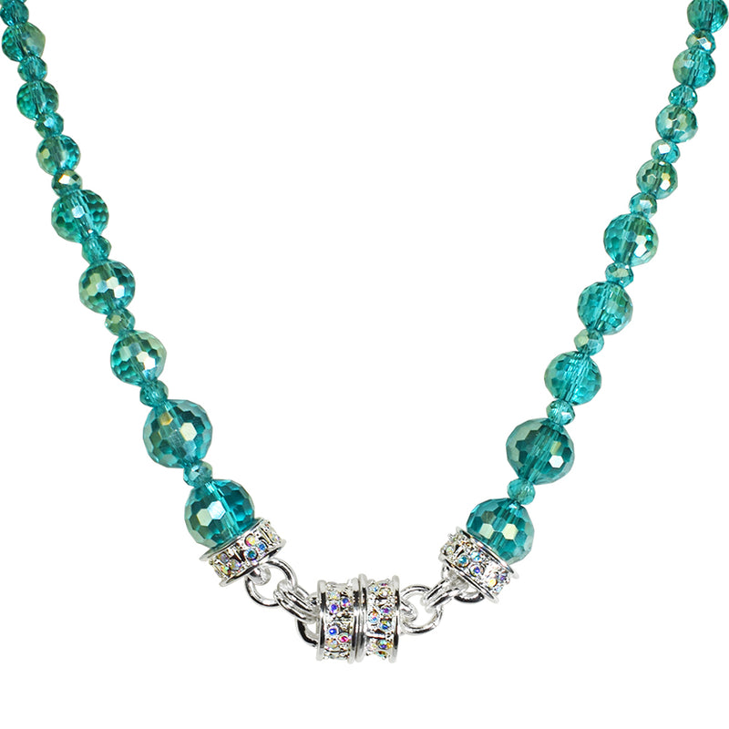 Belle Of The Ball Beaded Magnetic Interchangeable Necklace (Sterling Silvertone/Teal AB)