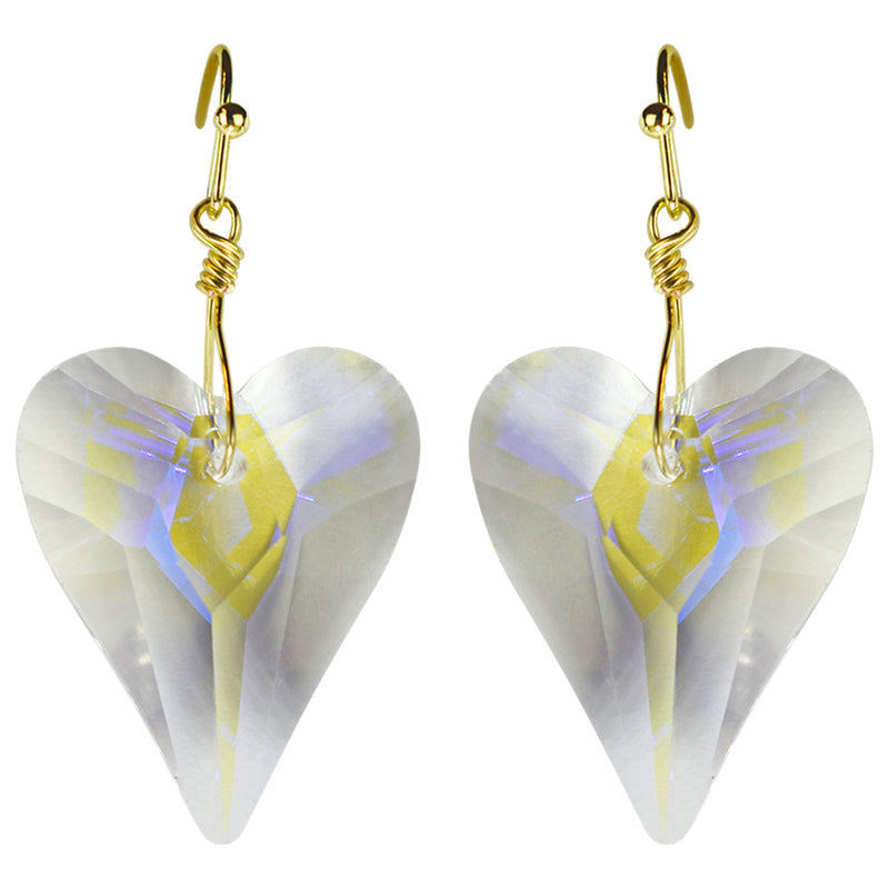 Aphrodite Crystal Heart French Wire Earrings (Goldtone/Crystal AB)