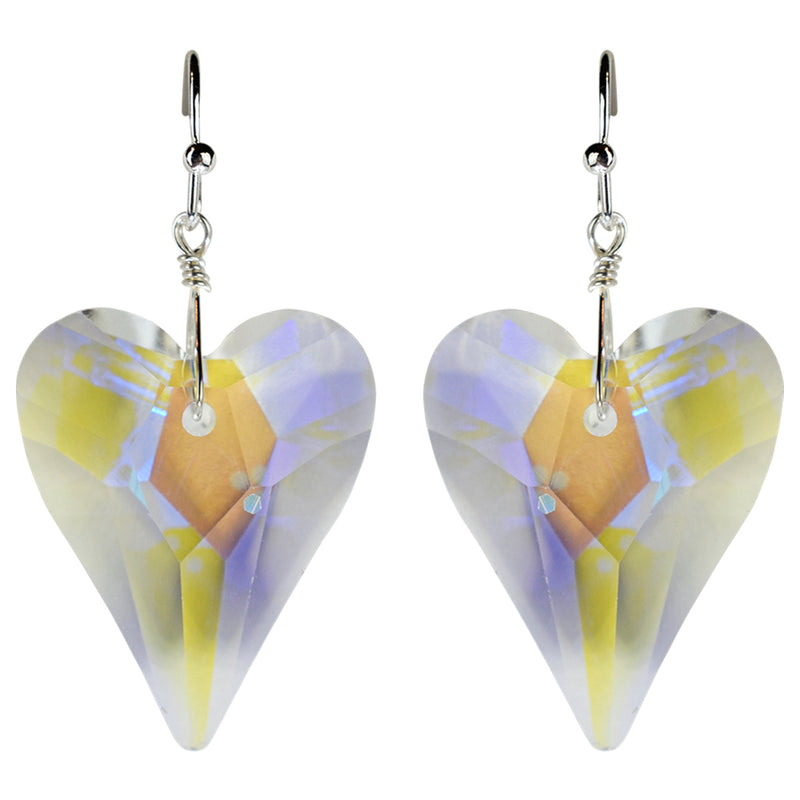 Aphrodite Crystal Heart French Wire Earrings (Sterling Silvertone/Crystal AB)