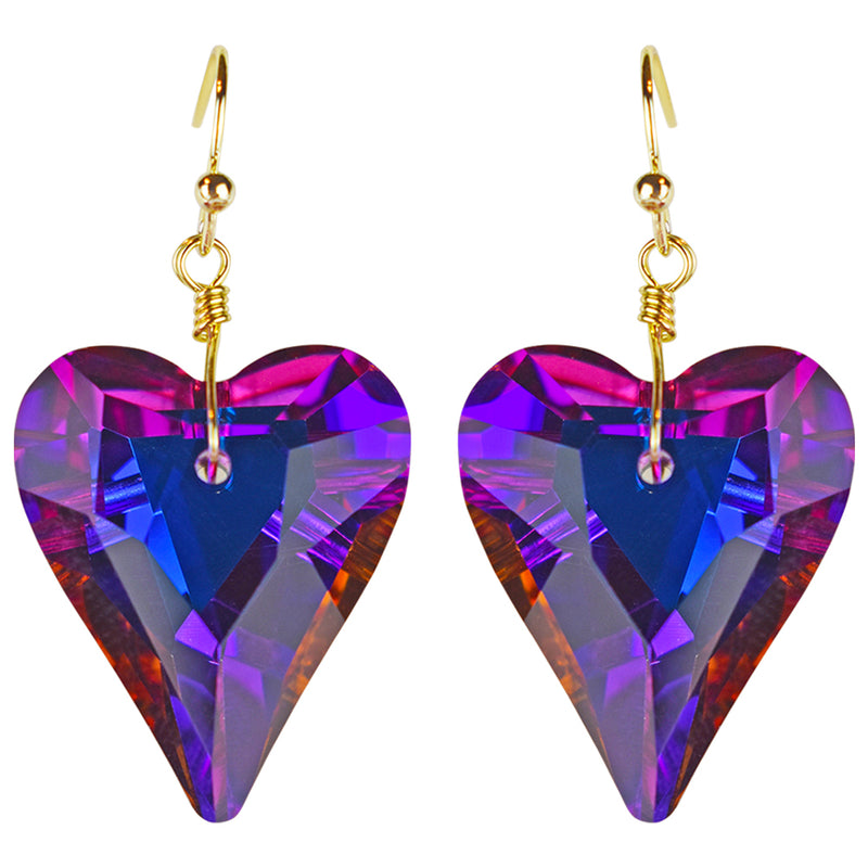 Aphrodite Crystal Heart French Wire Earrings (Goldtone/Mystic Iridis)