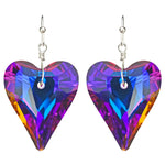 Aphrodite Crystal Heart French Wire Earrings (Sterling Silvertone/Mystic Iridis)