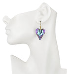 Aphrodite Crystal Heart French Wire Earrings (Goldtone/Violet AB)