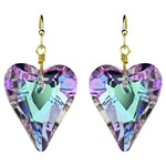 Aphrodite Crystal Heart French Wire Earrings (Goldtone/Violet AB)