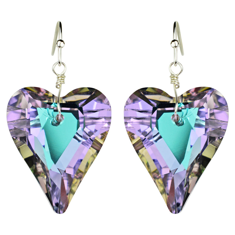 Aphrodite Crystal Heart French Wire Earrings (Sterling Silvertone/Violet AB)