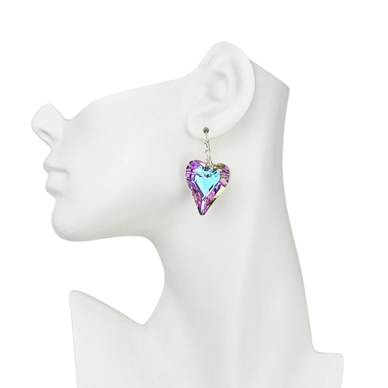 Aphrodite Crystal Heart French Wire Earrings (Sterling Silvertone/Violet AB)