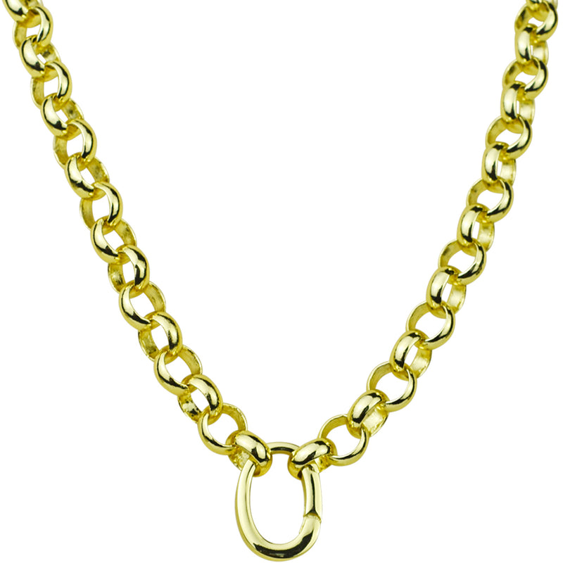 Large Open Ring Charm Holder 32" Necklace (Goldtone)