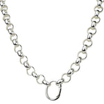 Large Open Ring Charm Holder 17" Necklace (Sterling Silvertone)