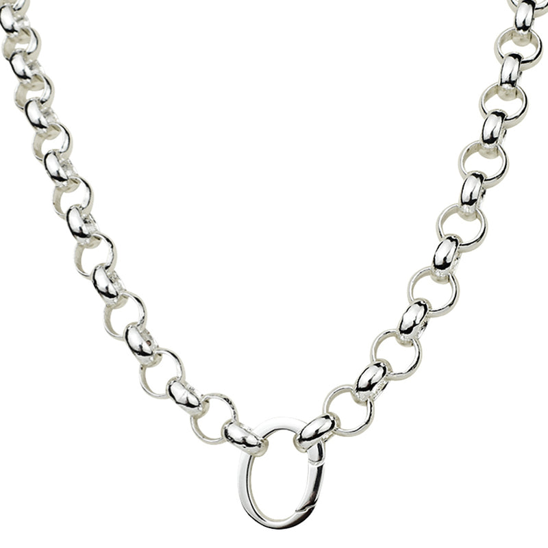 Large Open Ring Charm Holder 32" Necklace (Sterling Silvertone)