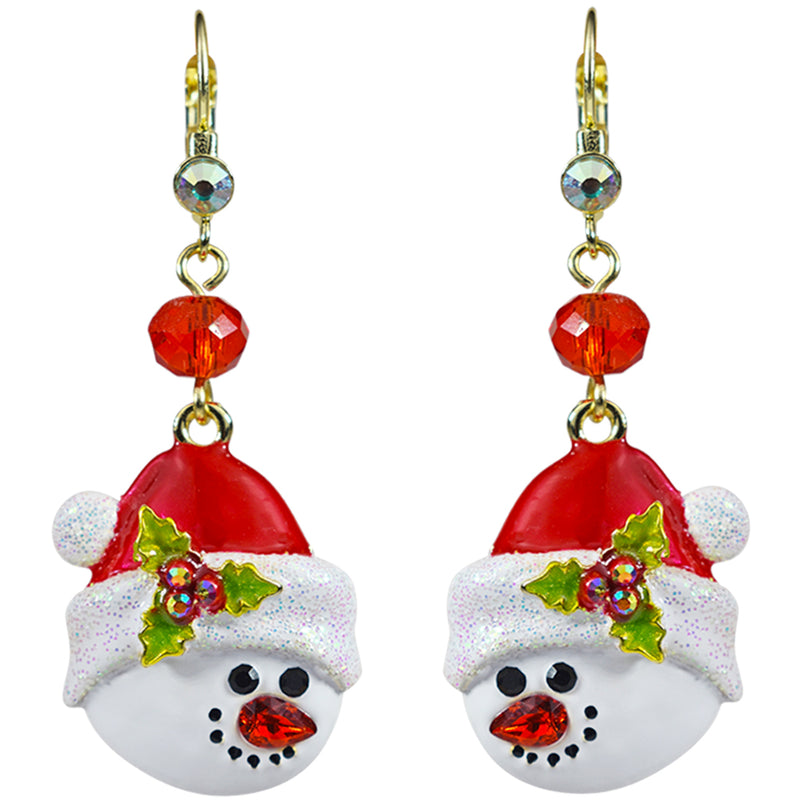 Frosty Christmas Leverback Earrings (Goldtone)