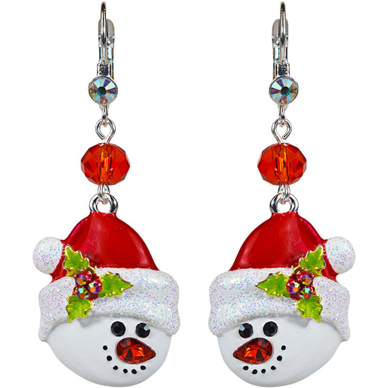 Frosty Christmas Leverback Earrings (Sterling Silvertone)