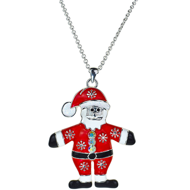 Santa Surprise Necklace (Sterling Silvertone)