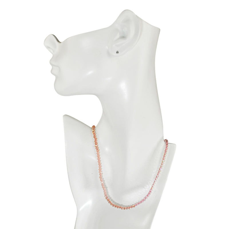 Divine Ombre 4mm Shimmer Bead Necklace (Goldtone/Pink Ombre)