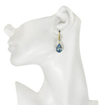 Precious Teardrop Leverback Earrings (Goldtone/Light Sapphire)